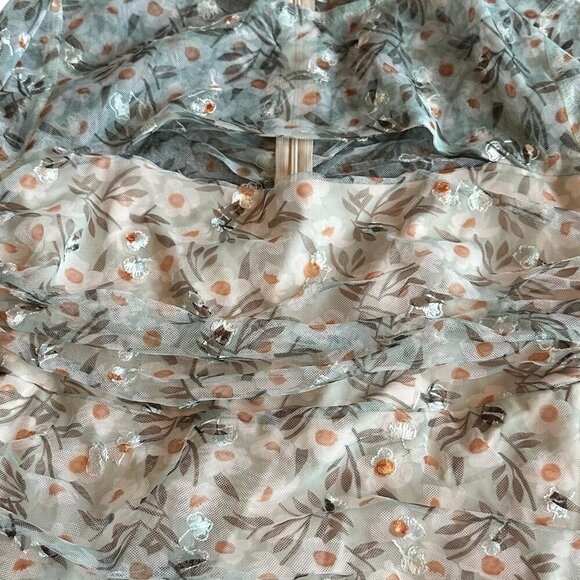 Selfie Leslie First Class Long Sleeve Ruched Mesh Dress Floral Mini Medium NWT - Picture 3 of 13